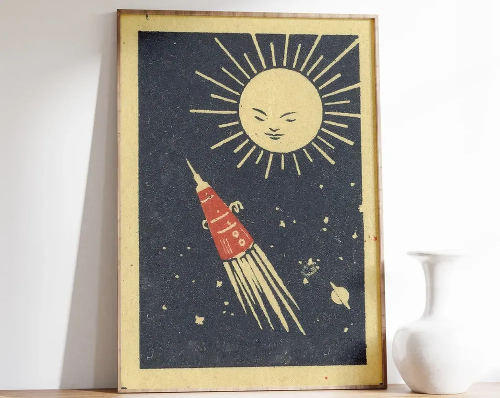 Space Travel Vintage Poster, Art Deco Travel Print
