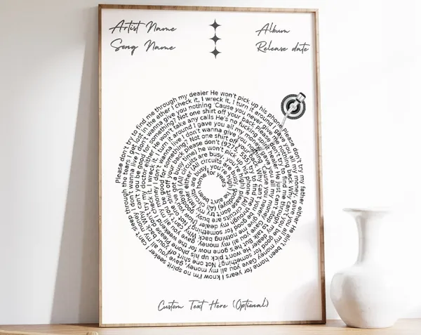 Custom Song Poster, Personalized Lyric Art Print