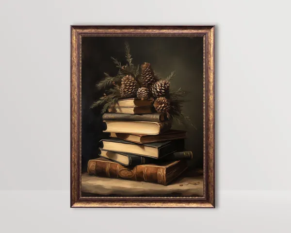 Vintage Books Dark Academia Winter Still Life Art Print