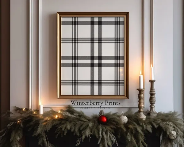 Christmas Plaid Tartan Art Print, Farmhouse Decor