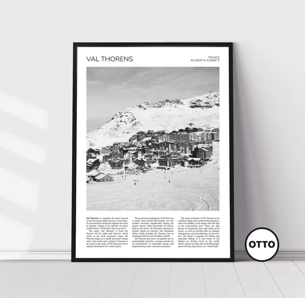Val Thorens Travel Poster, French Ski Resort Art