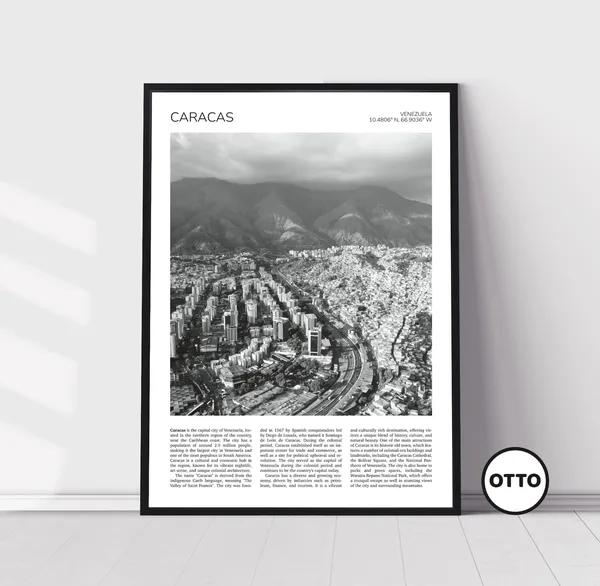 Caracas Travel Poster, Venezuela Wall Art Print