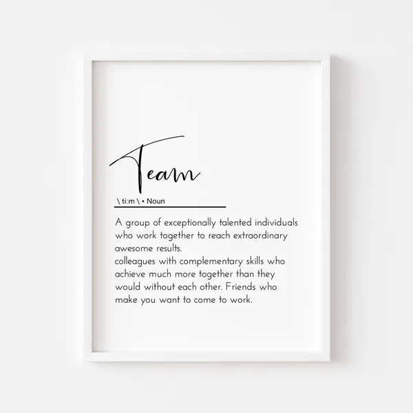 Team Definition Quote, Office Decor Art Print