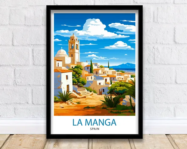 La Manga Spain Travel Poster, Mar Menor Coast