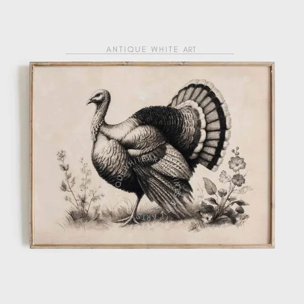 Thanksgiving Turkey Painting, Farmhouse Art Print