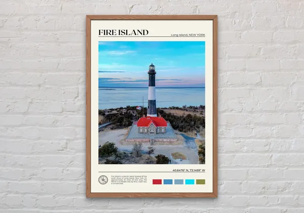 Fire Island Travel Poster, New York Wall Art