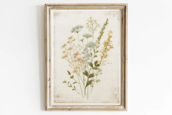 Wildflower Art Print, Rustic Vintage Floral Decor