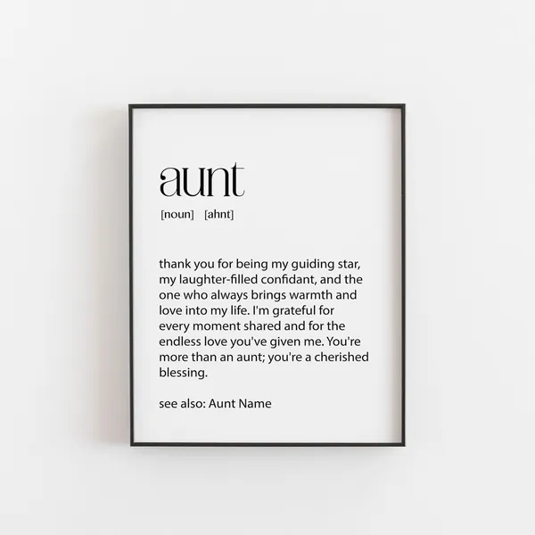 Personalised Aunt Definition Print, Christmas Gift Poster