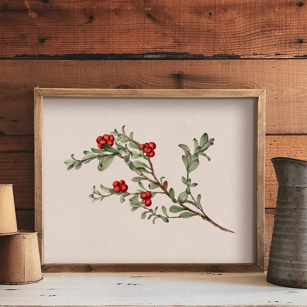 Winter Botanical Branch Drawing, Holiday Decor Print - Image 4