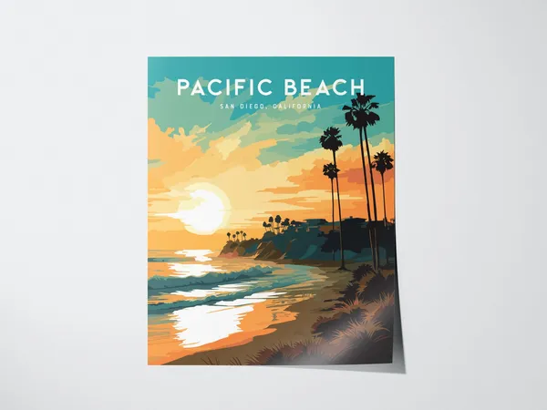 Pacific Beach San Diego Art Print, Coastal Decor