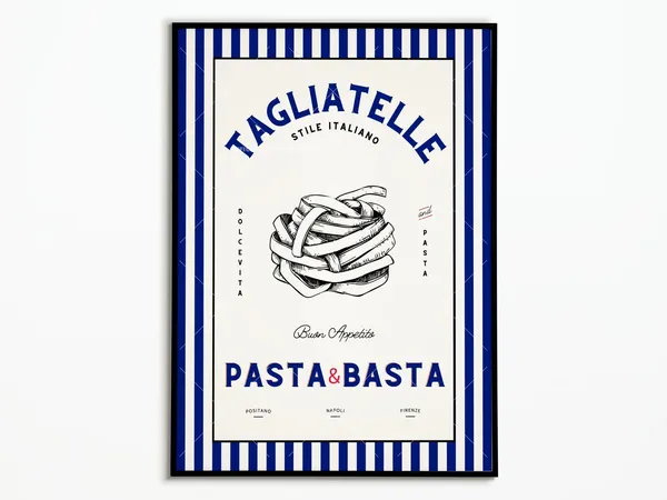 Vintage Italian Pasta Poster, Kitchen Wall Art Print