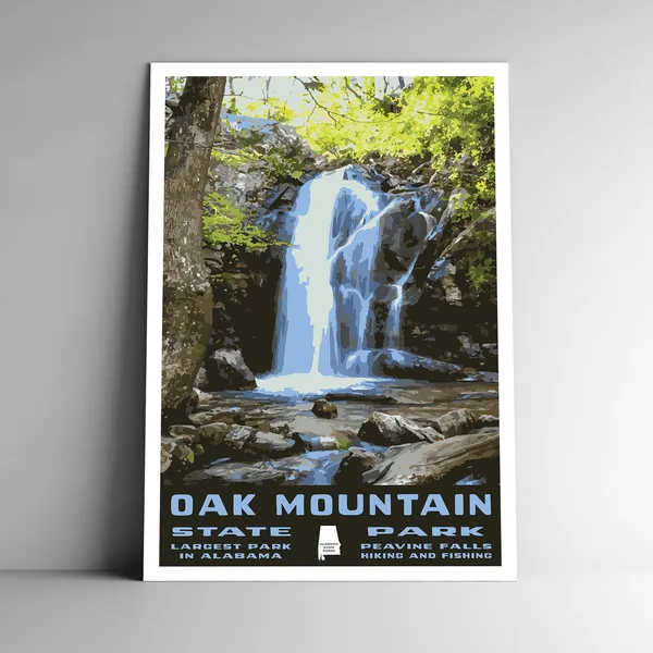 Oak Mountain State Park Vintage Travel Poster Print