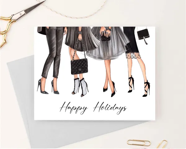 Fashion Illustration Christmas Greeting Card Poster