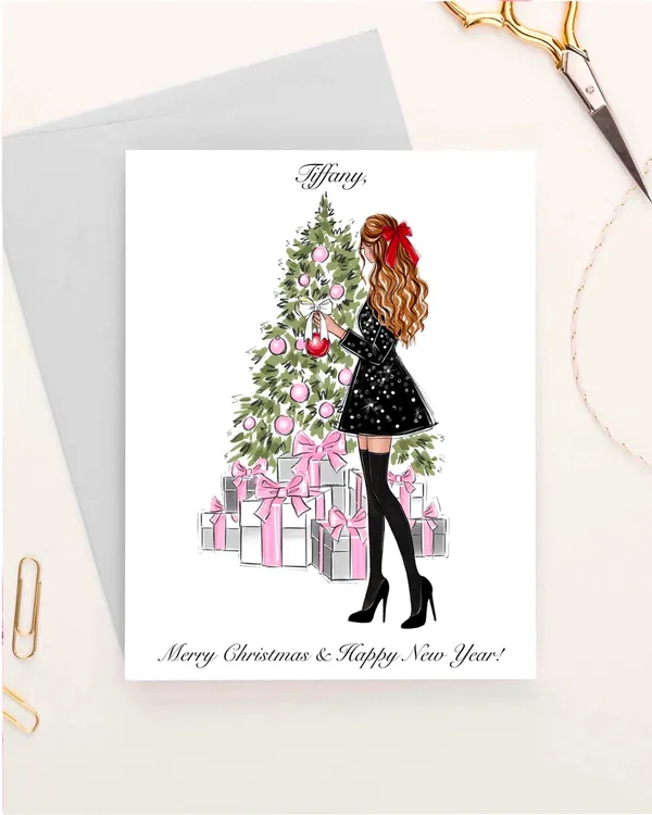 Personalized Christmas Greeting Card Fashion Illustration