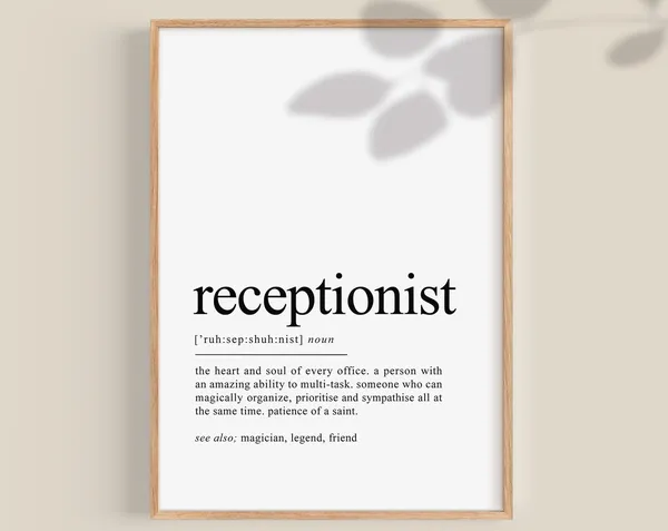 Receptionist Definition Art Print, Office Decor