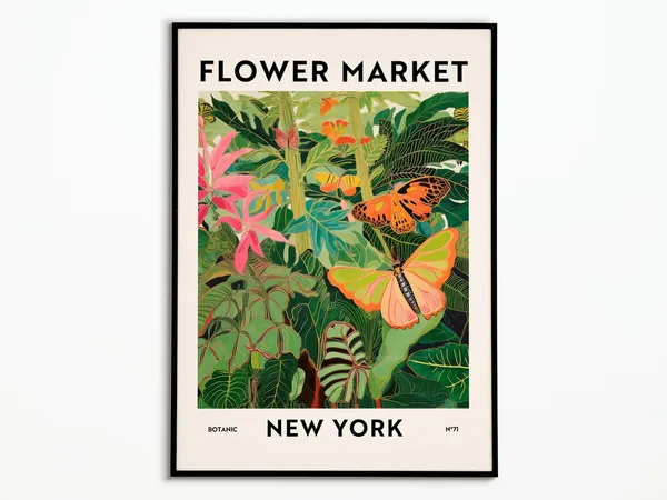 Flower Market New York Art Print, Botanical Decor