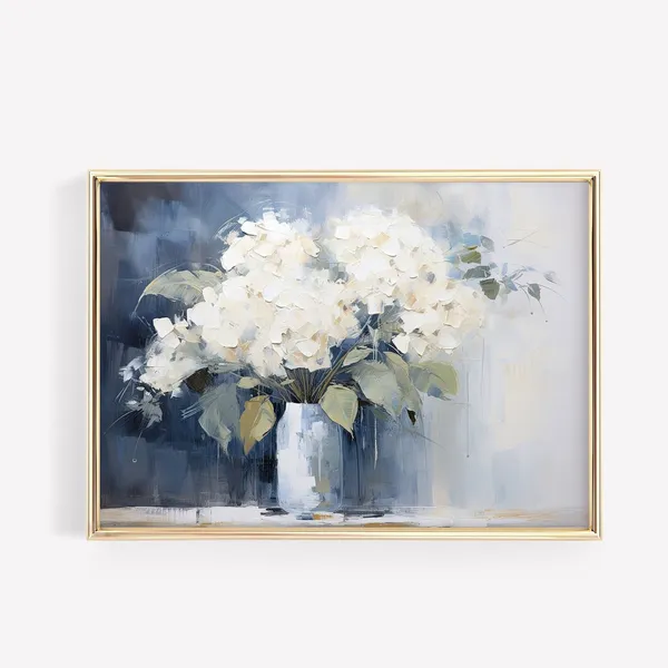 White Hydrangea Vintage Botanical Art Print