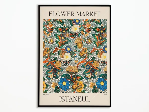 Flower Market Istanbul Art Print, Botanical Decor
