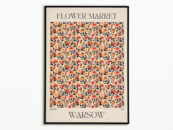 Flower Market Floral Poster, Botanical Wall Art