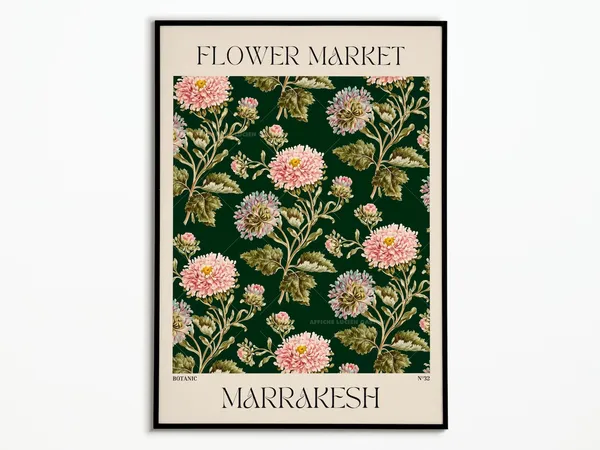 Marrakech Flower Market Floral Poster Print