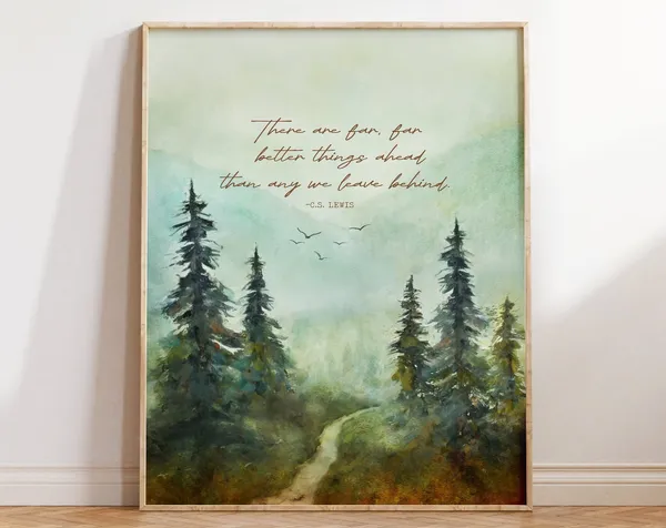 C.S. Lewis Quote, Christian Watercolor Art Print