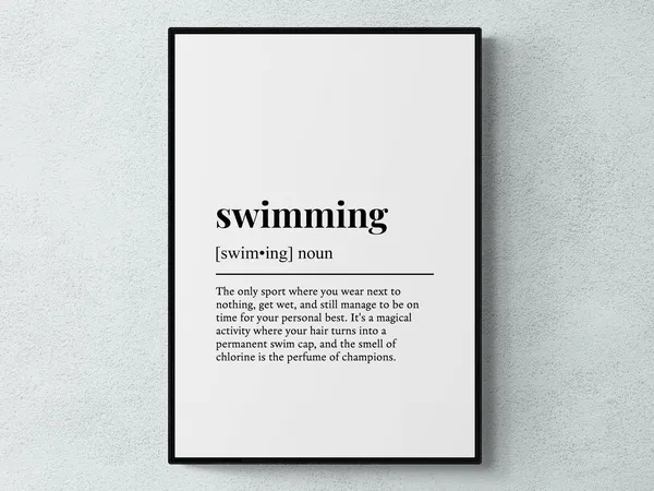 Swimming Funny Definition, Humorous Sports Art Print