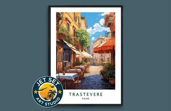 Trastevere Rome Italy Travel Poster, City Poster