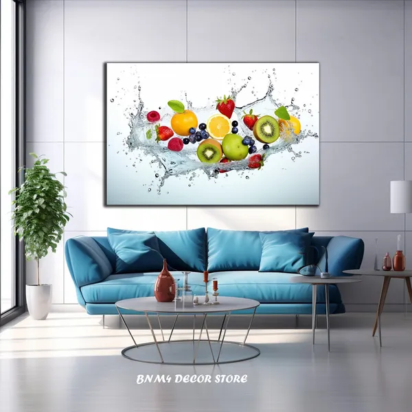 Fruit Splash In Water, Kitchen Food Wall Art Print