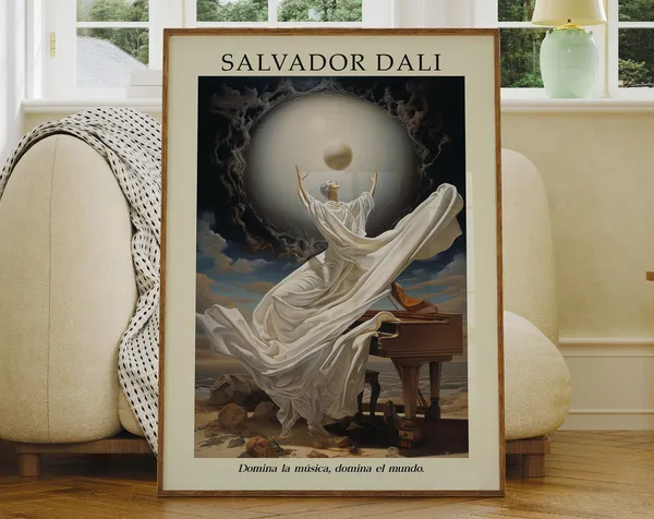 Salvador Dali Piano Surreal Art Poster, Print