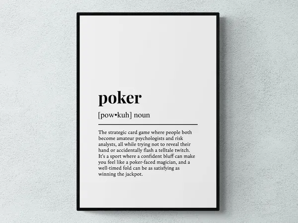 Poker Funny Definition Wall Art Print, Hobby Gift
