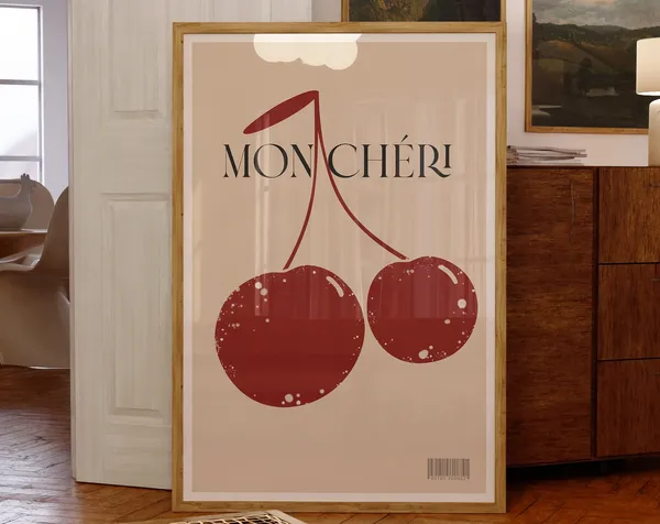 Cherry Poster, Retro Preppy Food Art Print