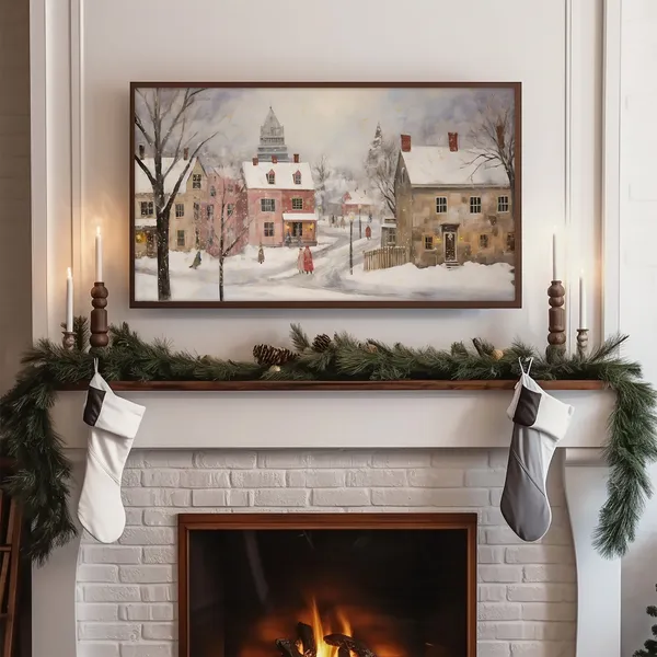 Winter Town Christmas City Art Print