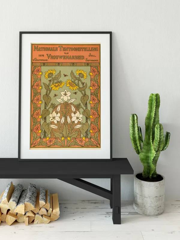 Art Nouveau Sunflowers Vintage Magazine Poster