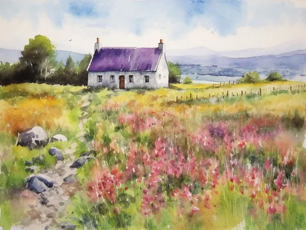 Irish Cottage Painting Cong Watercolor Art Print
