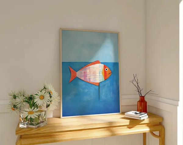 Fish Blue - Contemporary Beach Art Print