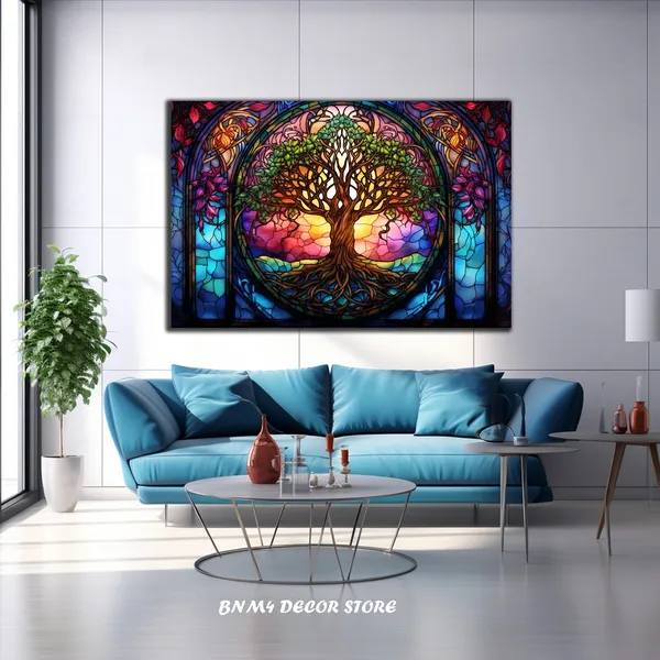 Tree of Life Stained Glass Wall Art