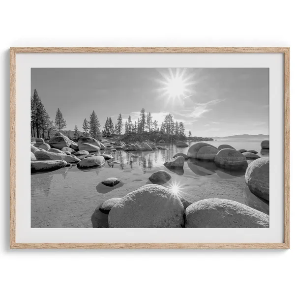 Lake Tahoe Beach Fine Art Black-and-White Art Print