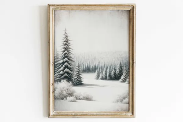 Forest Watercolor Winter Landscape Art Print