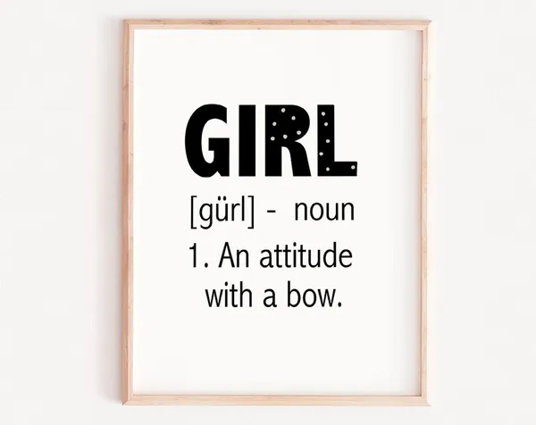 Definition Girl Quote Art Print, Girls Room Decor