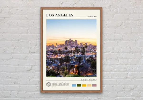 Los Angeles Real Photo Poster, California Travel Print