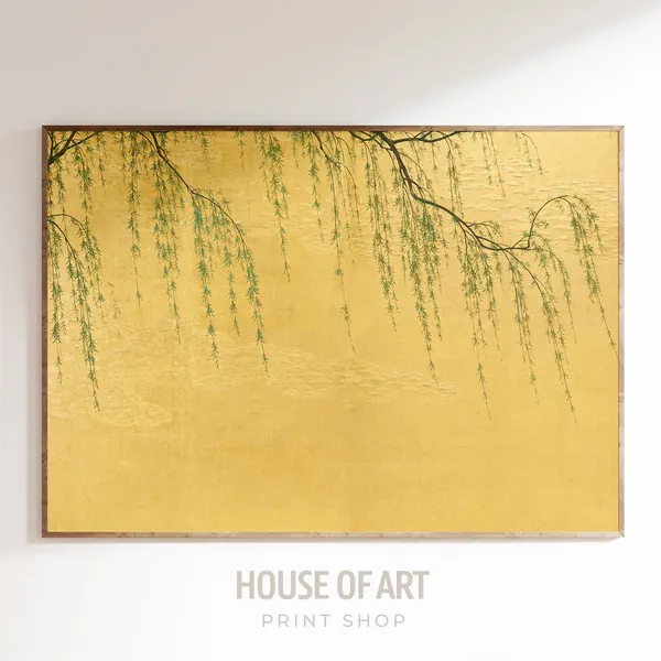 Willow Tree Painting, Japanese Nature Art Print