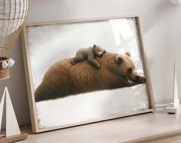 Bear Nursery Decor, Rustic Forest Animal Art Print