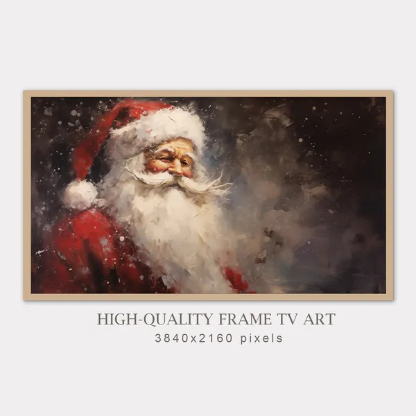 Vintage Christmas TV Art, Moody Santa Portrait