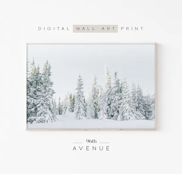 Snowy Forest Art Print, Rustic Holiday Decor