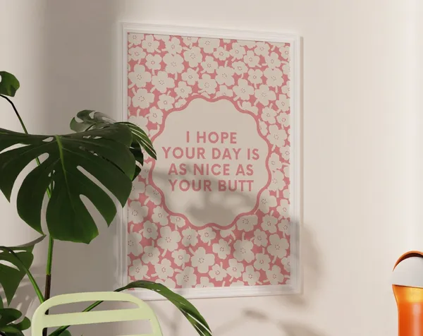 Nice Butt Retro Floral Bathroom Wall Art Print