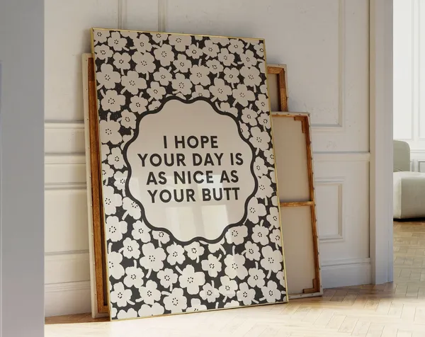 Nice Butt Retro Floral Bathroom Art Print