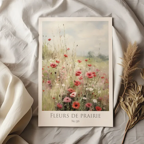 Flower Meadow Scandi Style Wall Art Print