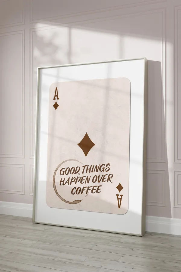 Good Things Happen Over Coffee Retro Kitchen Art Print