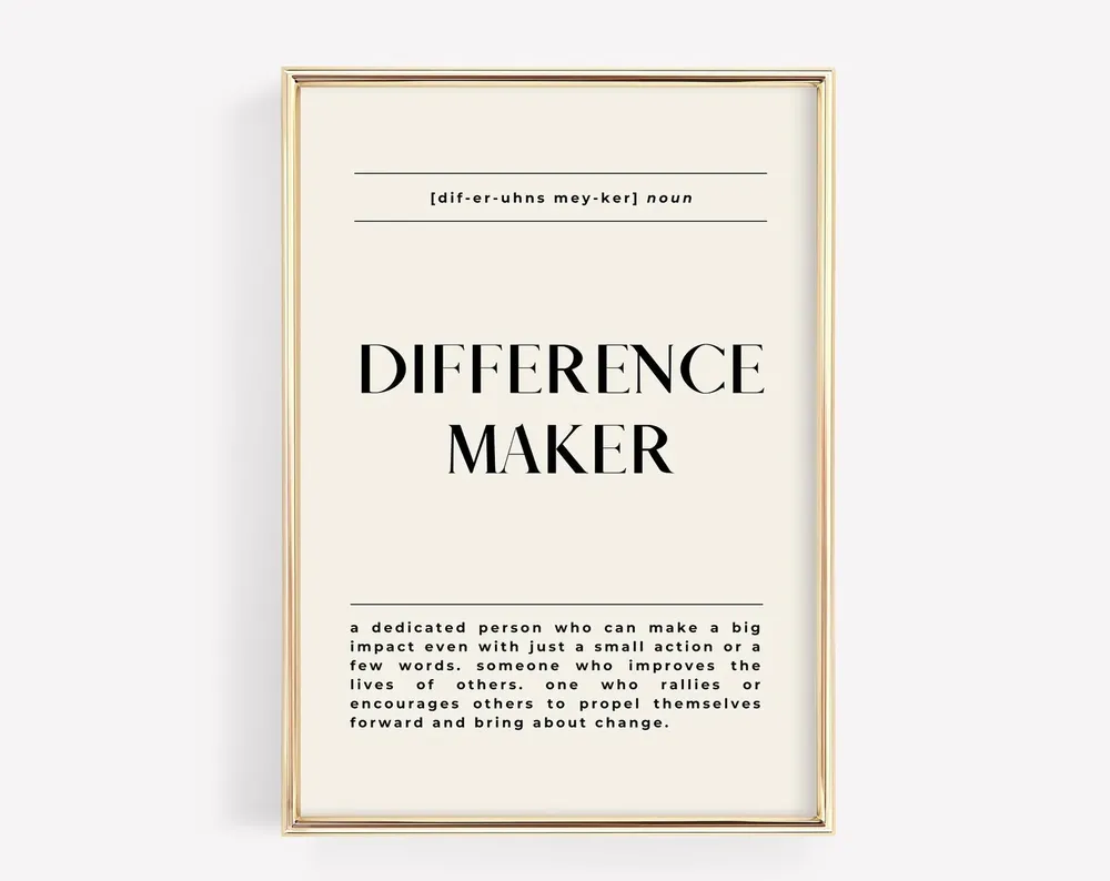 Difference Maker Definition Print, Minimalist Art Print