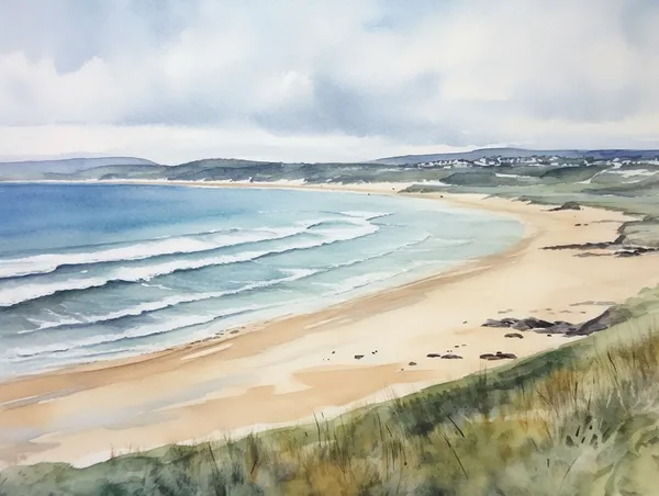 Portsalon Beach Watercolor Art Print, Donegal Coast